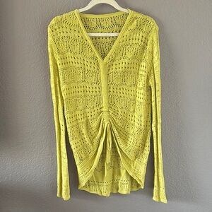Yellow/Green Knit V-Neck Sweater